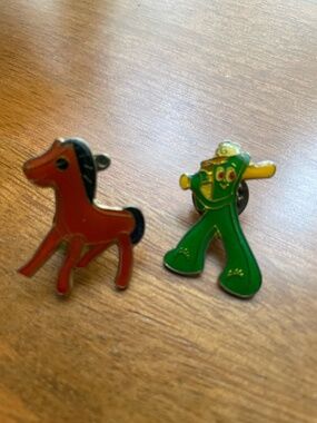 Gumby and Pokey Vintage Enamel Pins - Set of 2